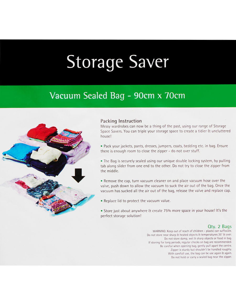 Vacuum Seal Bag Small 2 Pack 90cm x 70cm National Storage Australia