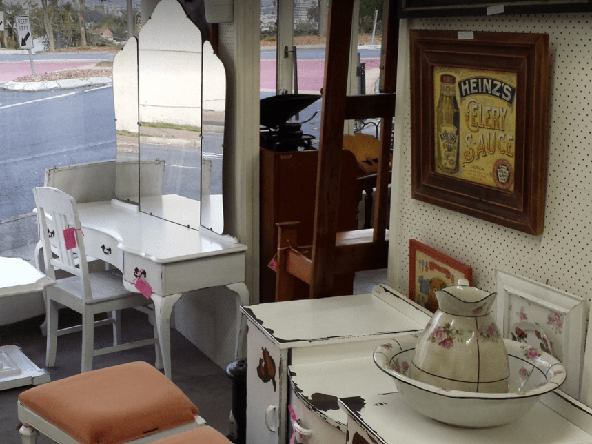 Vintage furniture in antique centre
