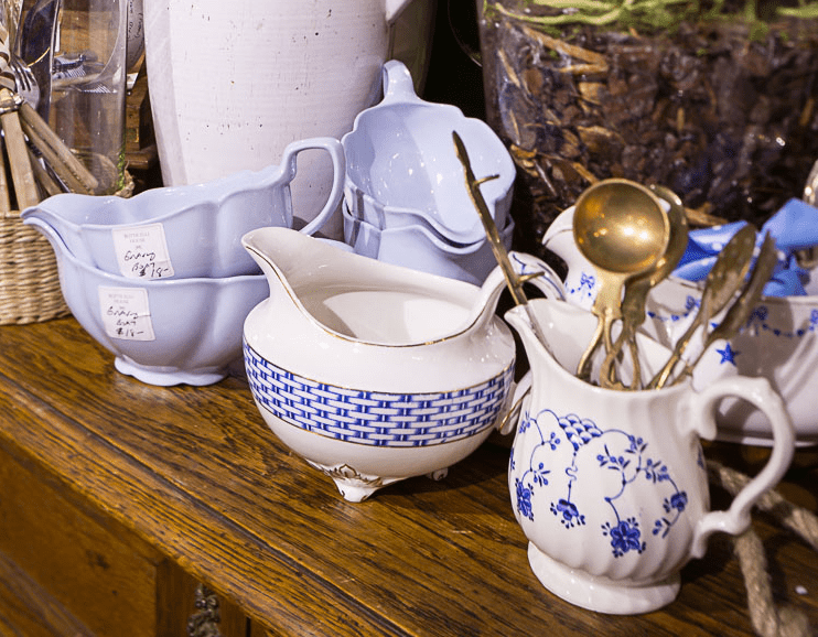 Vintage ceramics in antique centre