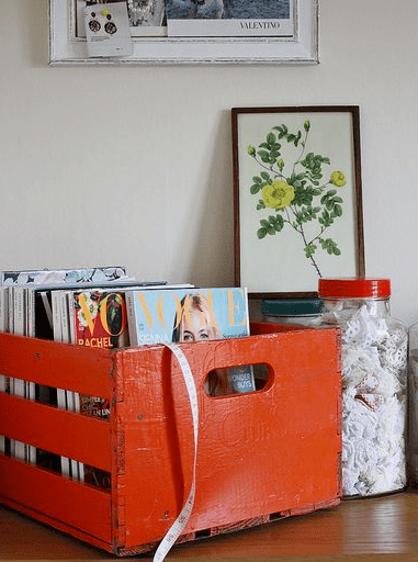 Vinyl record storage ideas - industrial crates