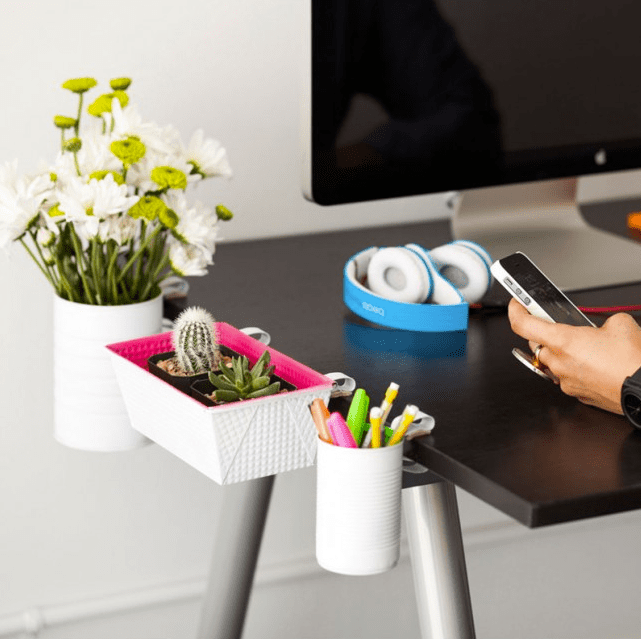 Home office desk organisation ideas - clip-on containers