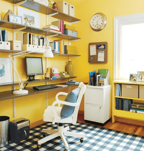 Home office organisation ideas - floating shelves