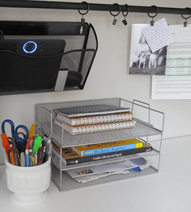 Home office organisation ideas - curtain rod
