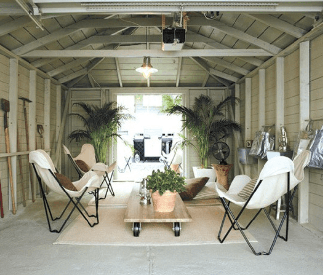 Garage party room idea - relaxing living room